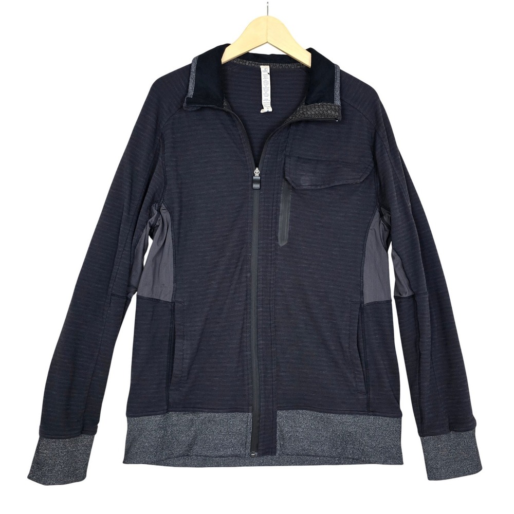 Lululemon Men Activewear Jacket Black Grey Heathered Zip Up Tech Lightweight XL